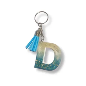 Καλοκαιρινό Μπρελόκ Μονόγραμμα, γαλάζιο του ουρανού με πετρούλες & Λευκή πέρλα