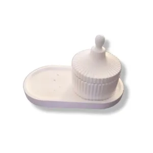 Σετ πιάτο οβάλ με μπιζουτιέρα από πορσελάνη