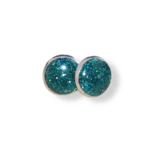 Σκουλαρίκια με πλαίσιο από υγρό γυαλί, Πράσινο Γκλίτερ