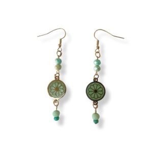 Χειροποίητα κρεμαστά σκουλαρίκια από ατσάλι και κρύσταλλα