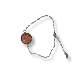 Βραχιόλι από υγρό γυαλί, Μαύρο με φύλλα ροζ χρυσό