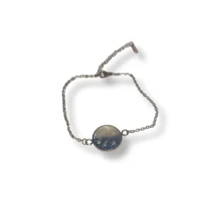 Βραχιόλι από υγρό γυαλί, Γαλάζιο με λευκή πέρλα