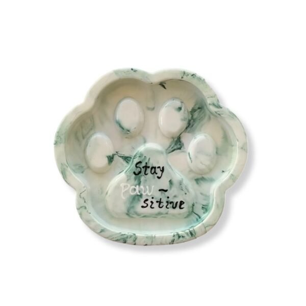 Πορσελάνινο πιατάκι '' Πατουσάκι - Stay pawsitive ''