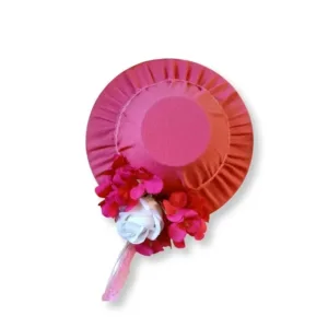 Διακοσμητικό Καπέλο με Ορτανσίες & Τριανταφυλλάκι, Φούξια Ρομαντζάδα