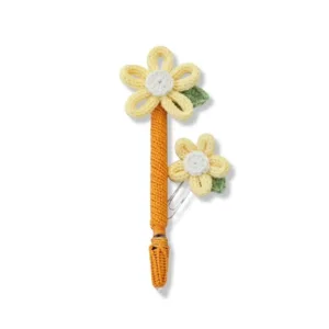 Σετ Στυλό & Συνδετήρας από πλεκτό κορδόνι, Λουλούδι με φυλλαράκι