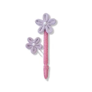 Σετ Στυλό & Συνδετήρας από πλεκτό κορδόνι, Λουλούδι με πέρλα