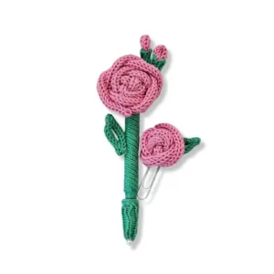 Σετ Στυλό & Συνδετήρας από πλεκτό κορδόνι, Ροζ Τριαντάφυλλο