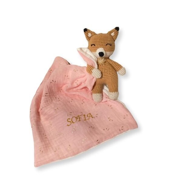 Πλεκτό Κουκλάκι Αλεπού με πανάκι παρηγοριάς