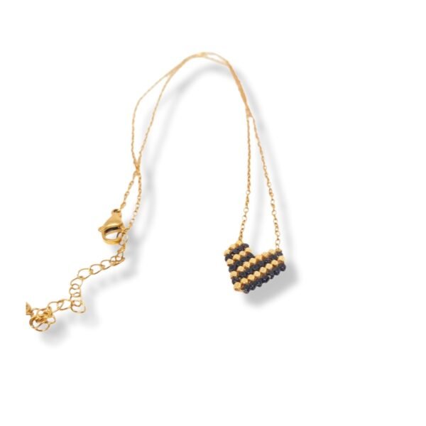 Κολιέ με καρδιά miyuki, Μαύρο - Χρυσό