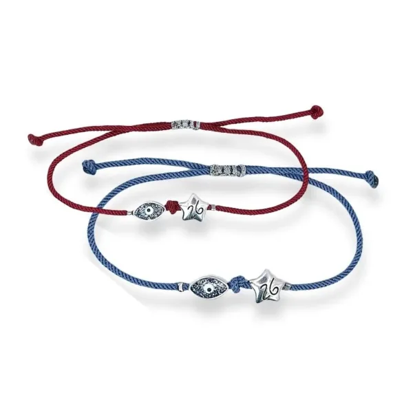 Βραχιόλι γούρι με μάτι & αστέρι Ασημί 2026