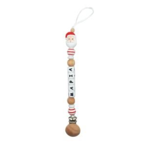 Χριστουγεννιάτικο κλιπ πιπίλας με χάντρες σιλικόνης- Άγιος Βασίλης