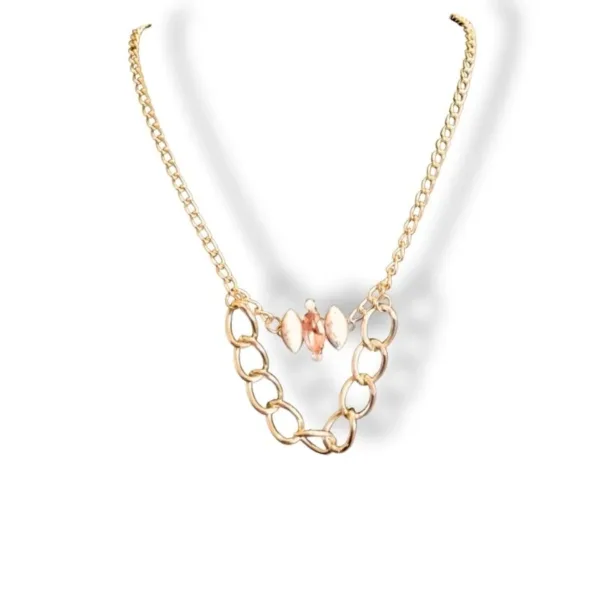 Κολιέ με χρυσή αλυσίδα και μοτίφ με πέτρες