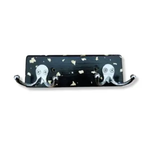 Κρεμάστρα ξύλινη διπλή μαύρη με φύλλα χρυσού