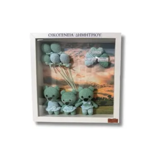 Κάδρο οικογένειας προσωποποιημένο με αρκουδάκια