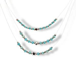 Κολιέ 3 επίπεδα με κρύσταλλα και αιματίτη