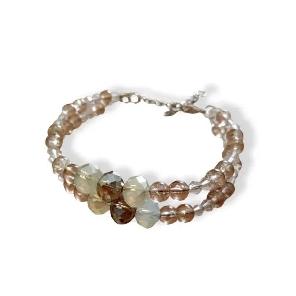 Βραχιόλι διπλό με κρύσταλλα σε σύρμα αλπακά