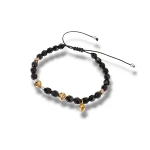 Βραχιόλι γούρι '26 με μαύρα κρύσταλλα, αυξομειούμενο