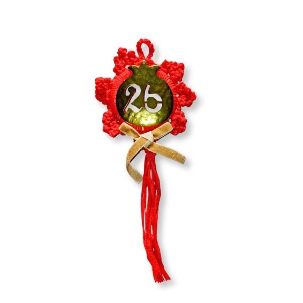 Πλεκτό κόκκινο γούρι '26 Κρίκος, Χρυσό Ρόδι