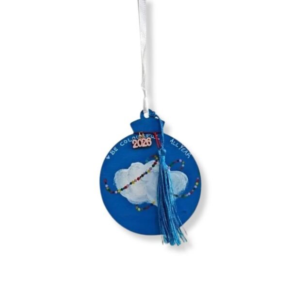 Ξύλινο γούρι, ζωγραφισμένο, σύννεφο με λαμπάκια