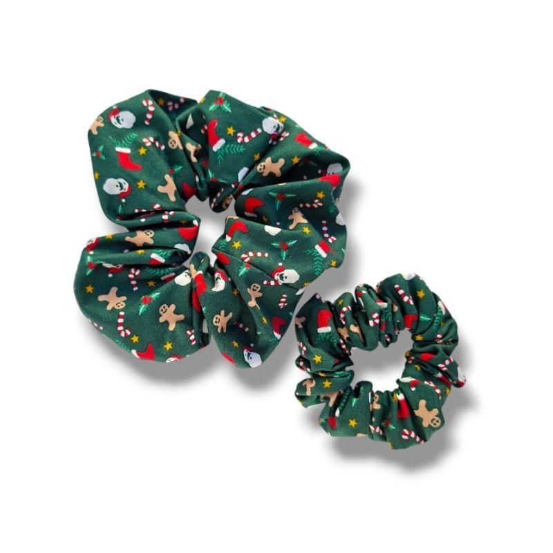 Handmade-christmas-scrunchies-green-byvsl