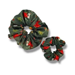 Χριστουγεννιάτικα scrunchies πράσινα με μπότες μαμά και κόρη
