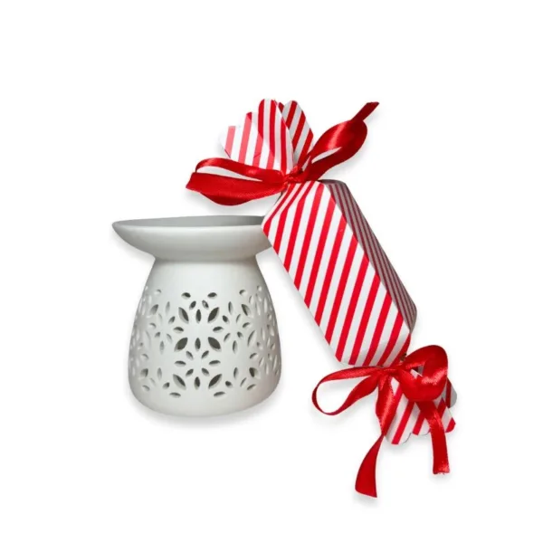 Χριστουγεννιάτικο σετ καυστήρα με 2 ρεσώ και wax melts 50gr σε καραμέλα