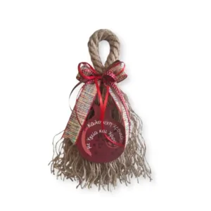 Κρεμαστό γούρι-στολίδι με μεγάλο ξύλινο ρόδι "για το καλό"