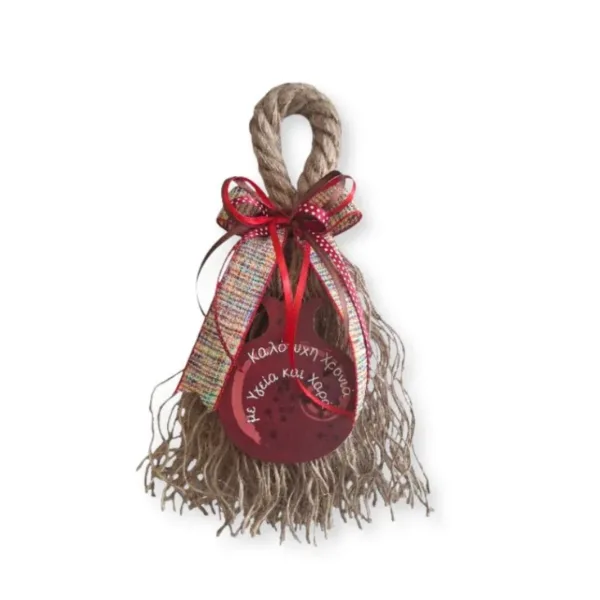 Κρεμαστό γούρι-στολίδι με μεγάλο ξύλινο ρόδι "για το καλό"