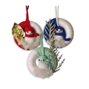 Μικρό Χριστουγεννιάτικο στεφανάκι Χιονάνθρωπος