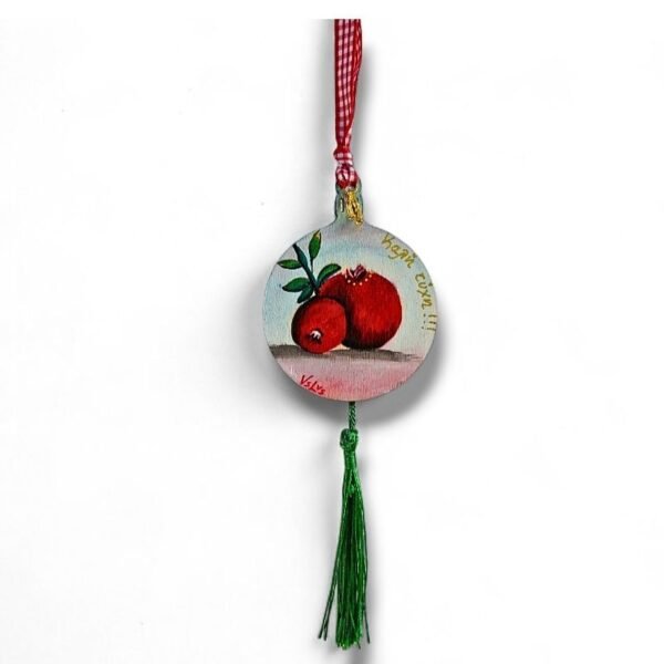 Ξύλινο γούρι 2025, ζωγραφισμένο, Ρόδι