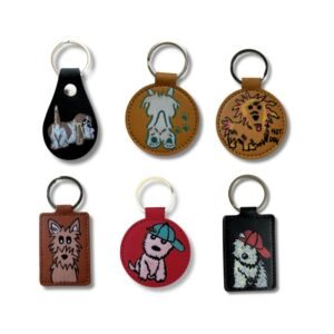 Μπρελόκ δερματίνη με σκυλάκια