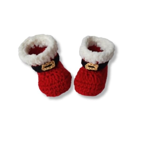 Πλεκτά παπουτσάκια αγκαλιάς Άγιος Βασίλης- Santa Baby Booties (0-3 μηνών)