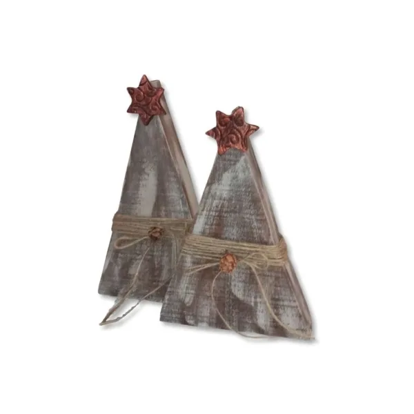 Χριστουγεννιάτικα ξύλινα δεντράκια σετ δύο τεμαχίων