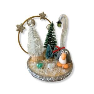 Χριστουγεννιάτικο διακοσμητικό με πιγκουινάκι και δεντράκια φωτιζόμενο