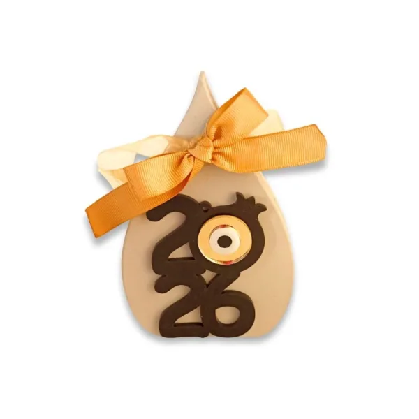 Γούρι Σταγόνα Γκρι με Χρυσό & Μαύρο Πλέξιγκλας 2026