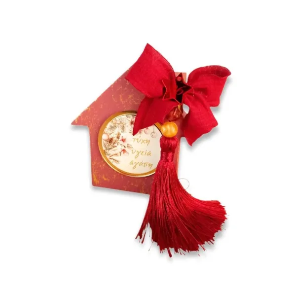 Ξύλινο Επιτραπέζιο Γούρι Σπιτάκι “Τύχη • Υγεία • Αγάπη”