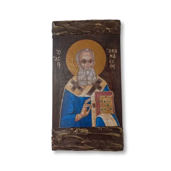 Εικόνα Αγίου Αθανασίου σε φυσικό ξύλο
