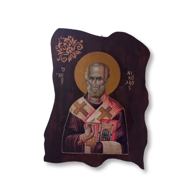 Εικόνα Αγίου Νικολάου σε φυσικό ξύλο