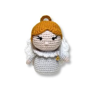 Πλεκτό Χριστουγεννιάτικο Στολίδι/ Γούρι Αγγελάκι - Ύψος 9εκ.