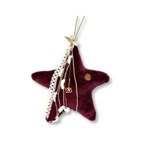 Υφασμάτινο Χριστουγεννιάτικο Γούρι / Στολίδι Αστέρι Velour Μπορντό (21.5 εκ.)