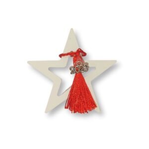 Γούρι αστέρι με κόκκινη φουντίτσα