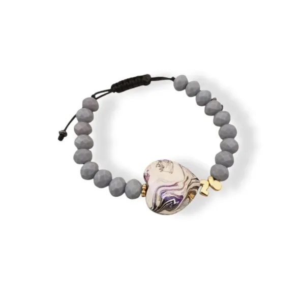 Βραχιόλι γούρι με το '26 με κεραμική καρδιά και κρυσταλλακια