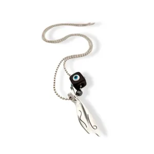 Κολιέ γούρι 2026 σε επάργυρη 999° αντικέ αλυσίδα με ματάκι και αιματίτη