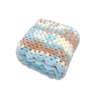 Πλεκτή Κουβέρτα σε γαλάζιες & nude αποχρώσεις (110x110εκ)