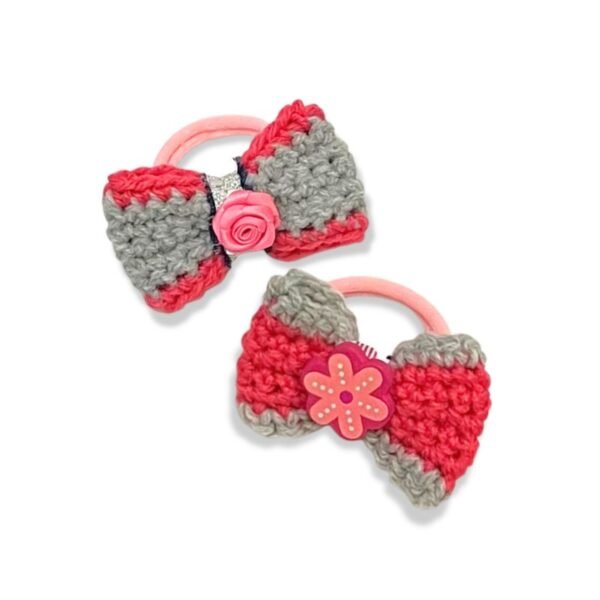 Λαστιχάκι πλεκτό με διακοσμητικά λουλουδάκια