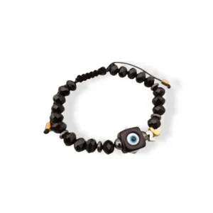 Βραχιόλι γούρι 26 με πλέξιγκλας μάτι και κρυσταλλάκια