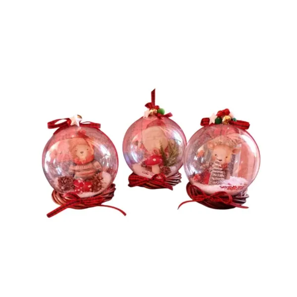 Χριστουγεννιάτικη Διακοσμητική Μπάλα με Ξύλινο Στοιχείο & Στεφανάκι