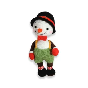 Πλεκτό παιχνίδι χιονάνθρωπος με καπέλο και παπιγιόν