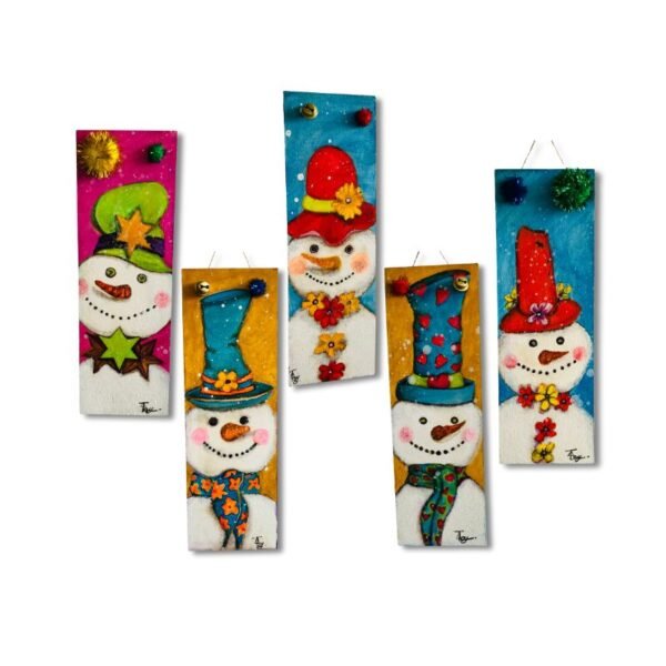 'Μαγικοί Χιονάνθρωποι'' Ξύλινα Πινακάκια (10Χ30 εκ.)