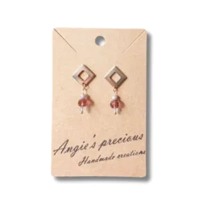 Σκουλαρίκια ατσάλινα ροζ χρυσό ρόμβος